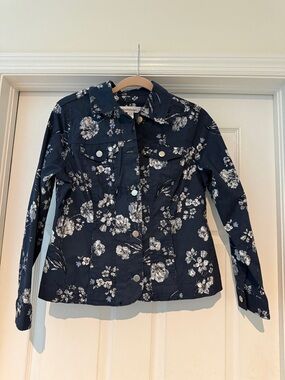 croft & barrow Navy Floral Jean Jacket